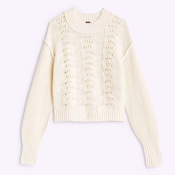 NWT Free People Bell Song Pullover Sweater in color Bones - Picture 3 of 10